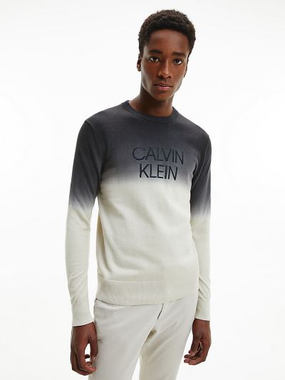 Calvin Klein Ruhák HU667653 | Calvin Klein Cotton Blend Dip Dye Férfi Pulóver Fekete